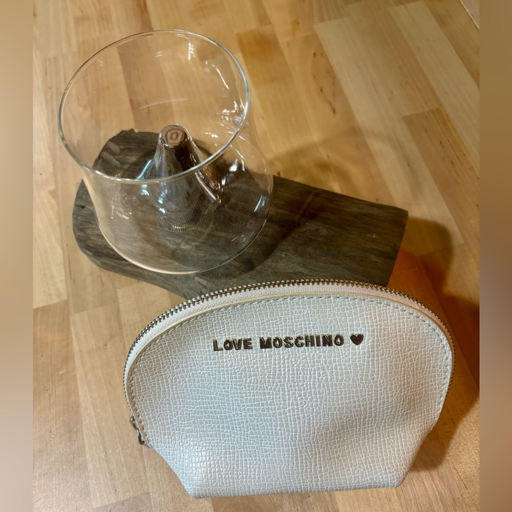 Love Moschino Ivory Textured Make Up Pouch